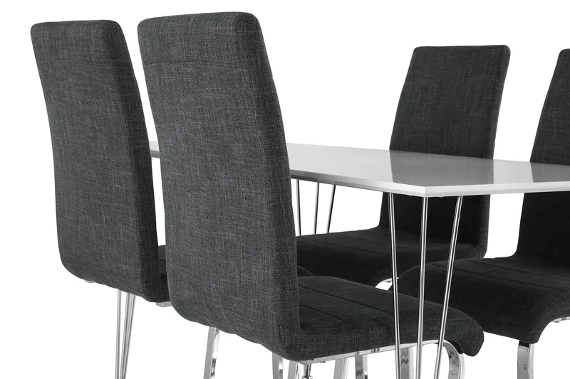 Kronblom Spisebordssæt 120cm m. 4 Cibus Stole - Hvid/Grå - Møbler - Borde - Spisebordssæt