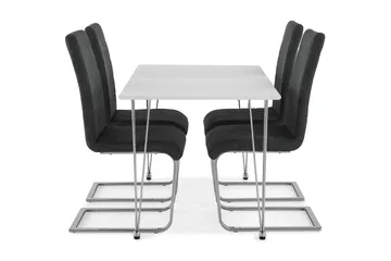 Kronblom Spisebordssæt 120cm m. 4 Cibus Stole - Hvid/Grå - Møbler - Borde - Spisebordssæt