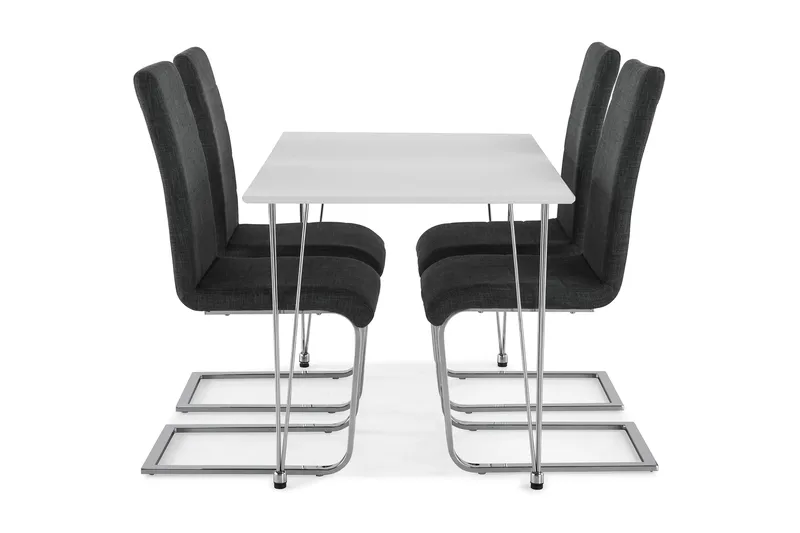 Kronblom Spisebordssæt 120cm m. 4 Cibus Stole - Hvid/Grå - Møbler - Borde - Spisebordssæt