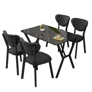 Krylor spisegruppe bord 110 cm + 4 stole - Antracit/Sort - Møbler - Borde - Spisebordssæt