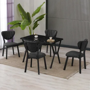 Krylor spisegruppe bord 110 cm + 4 stole - Antracit/Sort - Møbler - Borde - Spisebordssæt