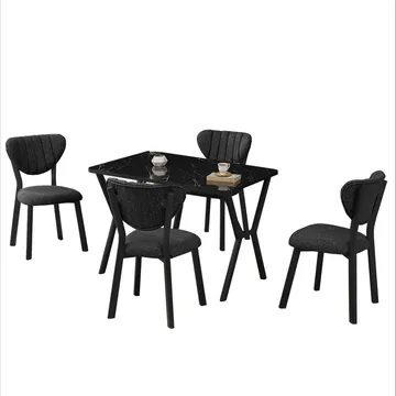 Krylor spisegruppe bord 110 cm + 4 stole - Antracit/Sort - Møbler - Borde - Spisebordssæt
