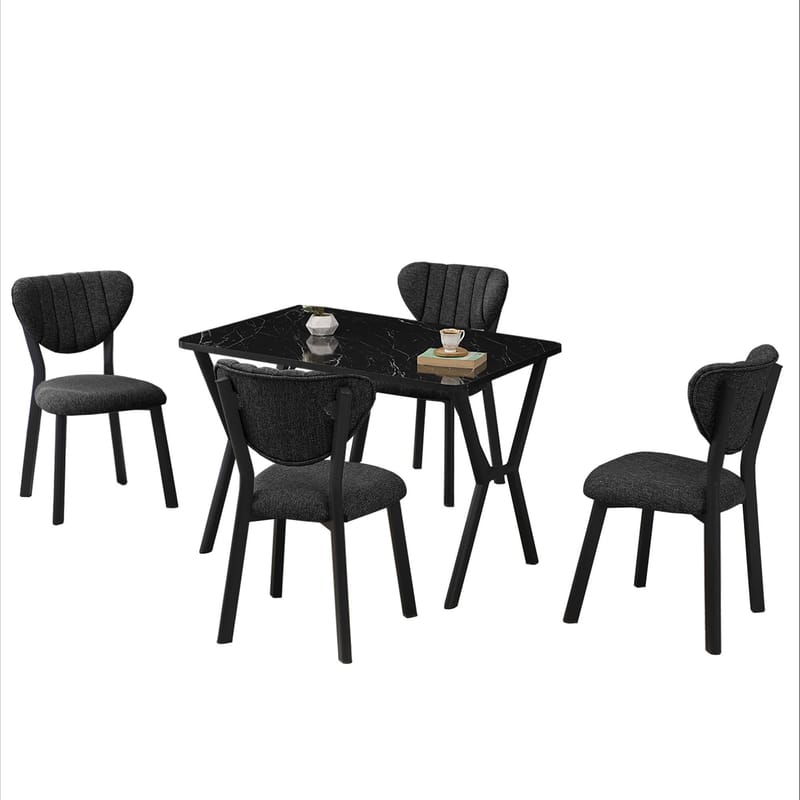 Krylor spisegruppe bord 110 cm + 4 stole - Antracit/Sort - Møbler - Borde - Spisebordssæt