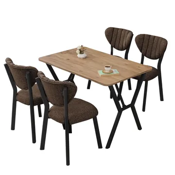 Krylor spisegruppe bord 110 cm + 4 stole - Brun og Valnød - Møbler - Borde - Spisebordssæt