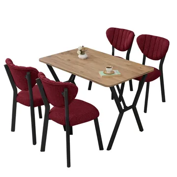 Krylor spisegruppe bord 110 cm + 4 stole - Vinrød og Valnød - Møbler - Borde - Spisebordssæt