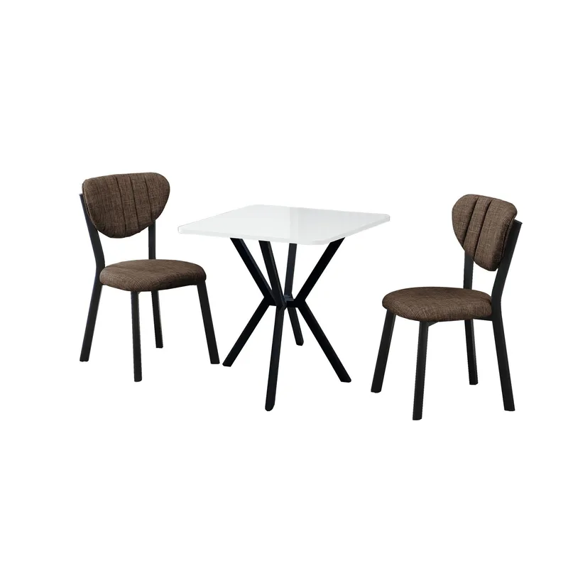 Krylor spisegruppe bord 70 cm + 2 stole, Brun Hvid