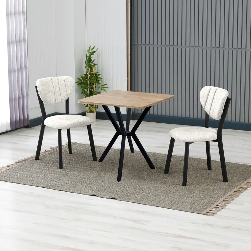 Krylor spisegruppe bord 70 cm + 2 stole - Creme Valnød - Møbler - Borde - Spisebordssæt