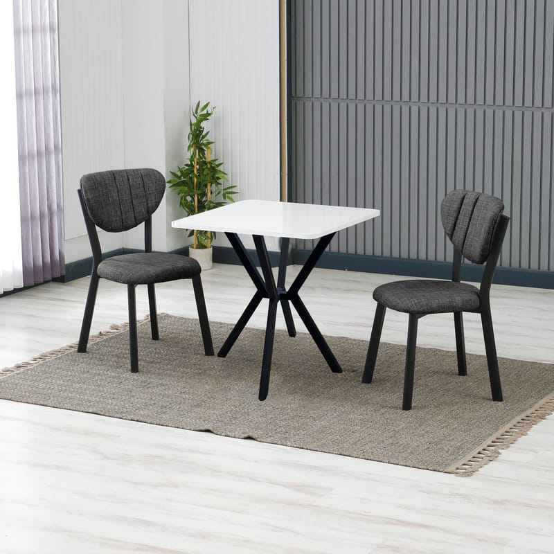 Krylor spisegruppe bord 70 cm + 2 stole - Antracit Hvid - Møbler - Borde - Spisebordssæt