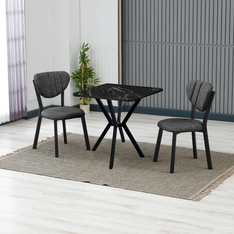 Krylor spisegruppe bord 70 cm + 2 stole - Antracit Sort - Møbler - Borde - Spisebordssæt
