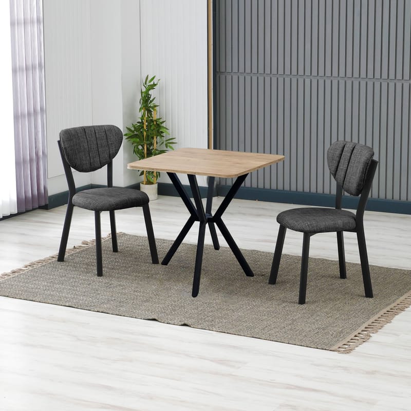 Krylor spisegruppe bord 70 cm + 2 stole - Antracit Valnød - Møbler - Borde - Spisebordssæt