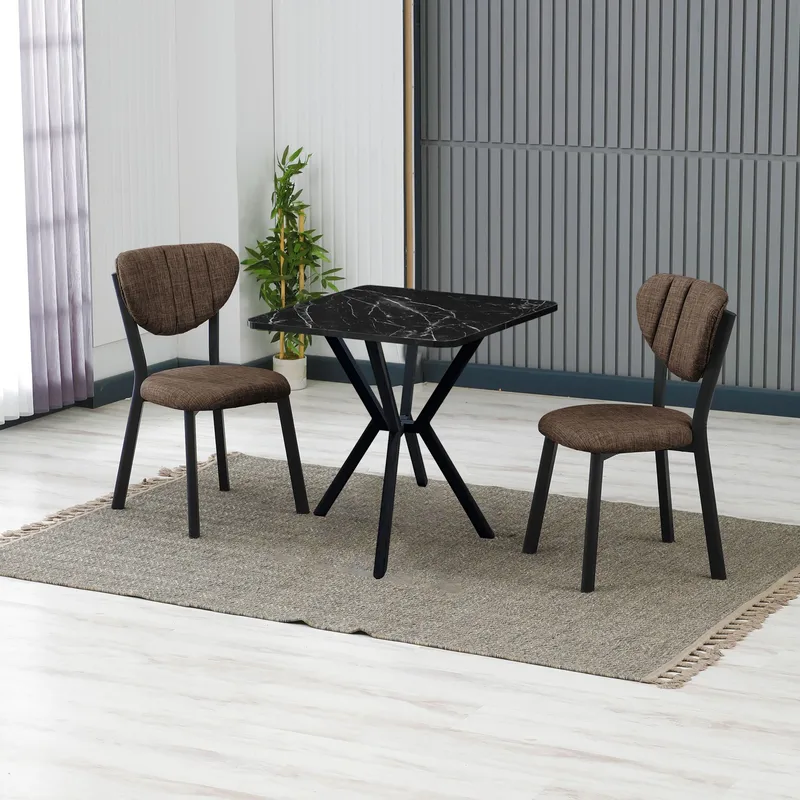 Krylor spisegruppe bord 70 cm + 2 stole - Brun Sort - Møbler - Borde - Spisebordssæt