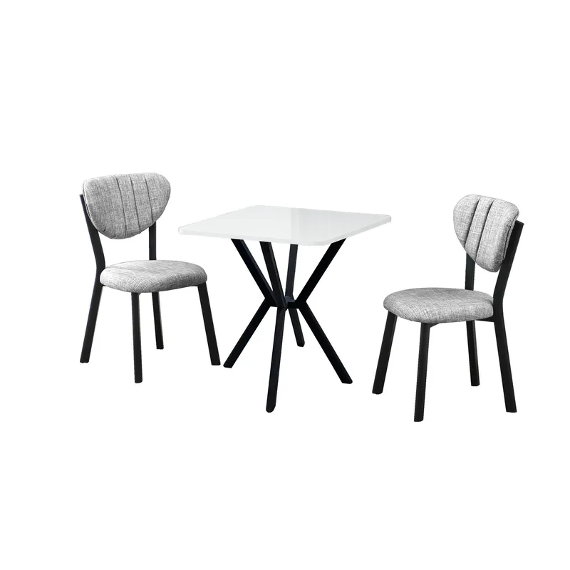 Krylor spisegruppe bord 70 cm + 2 stole, Grå Hvid