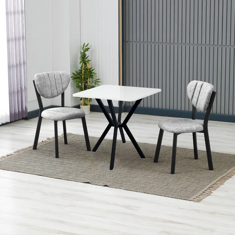 Krylor spisegruppe bord 70 cm + 2 stole - Grå Hvid - Møbler - Borde - Spisebordssæt