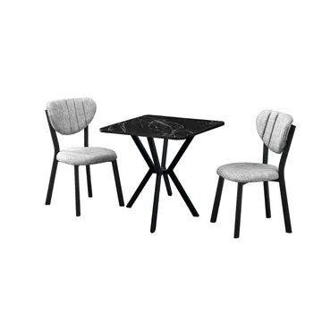 Krylor spisegruppe bord 70 cm + 2 stole - Grå Sort - Møbler - Borde - Spisebordssæt