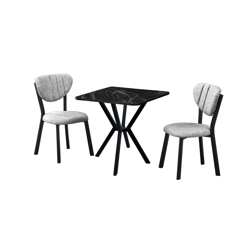 Krylor spisegruppe bord 70 cm + 2 stole, Grå Sort