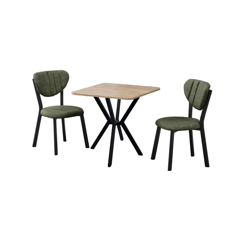 Krylor spisegruppe bord 70 cm + 2 stole, Grøn Valnød