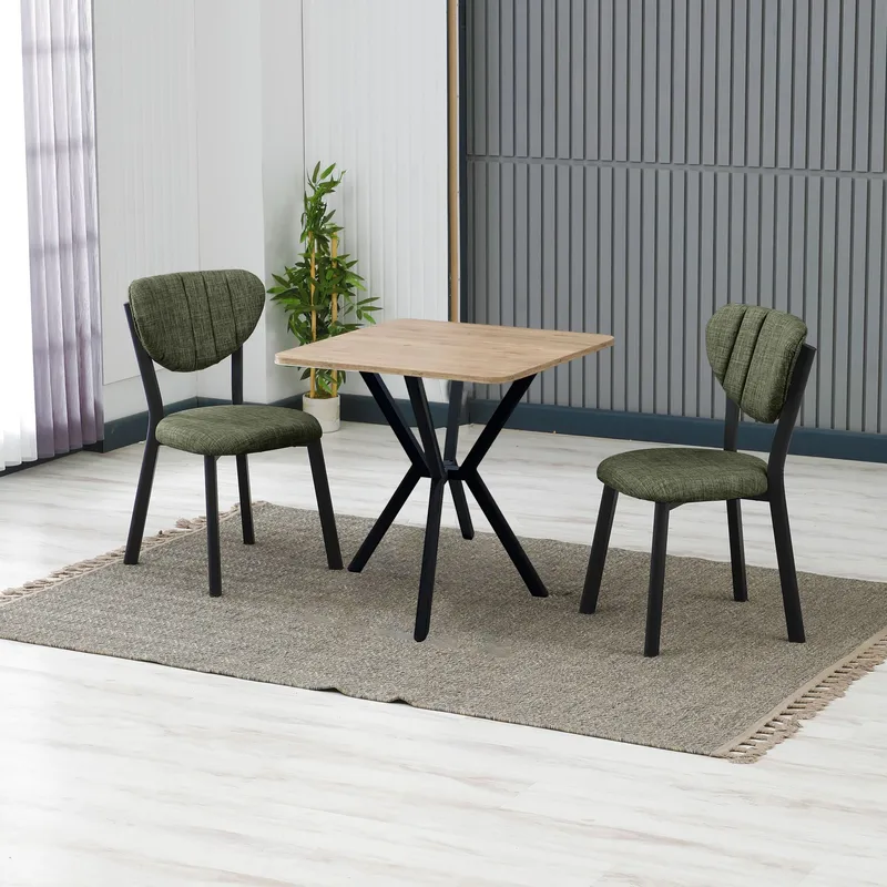 Krylor spisegruppe bord 70 cm + 2 stole - Grøn Valnød - Møbler - Borde - Spisebordssæt
