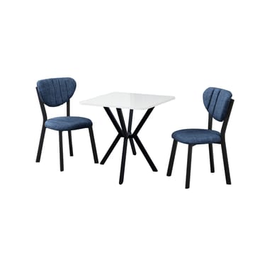 Krylor spisegruppe bord 70 cm + 2 stole - Marineblå, Hvid - Møbler - Borde - Spisebordssæt