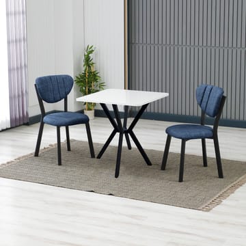 Krylor spisegruppe bord 70 cm + 2 stole - Marineblå, Hvid - Møbler - Borde - Spisebordssæt