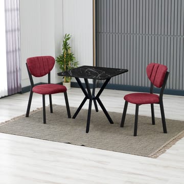 Krylor spisegruppe bord 70 cm + 2 stole - Vinrød Sort - Møbler - Borde - Spisebordssæt