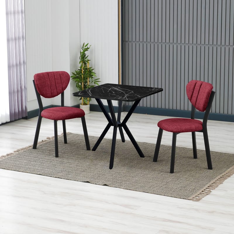 Krylor spisegruppe bord 70 cm + 2 stole - Vinrød Sort - Møbler - Borde - Spisebordssæt
