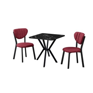 Krylor spisegruppe bord 70 cm + 2 stole - Vinrød Sort - Møbler - Borde - Spisebordssæt