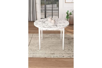 Kummer Spisebord 90 cm Rund - Hvid Marmor/Hvid - Møbler - Borde - Spisebord og køkkenbord