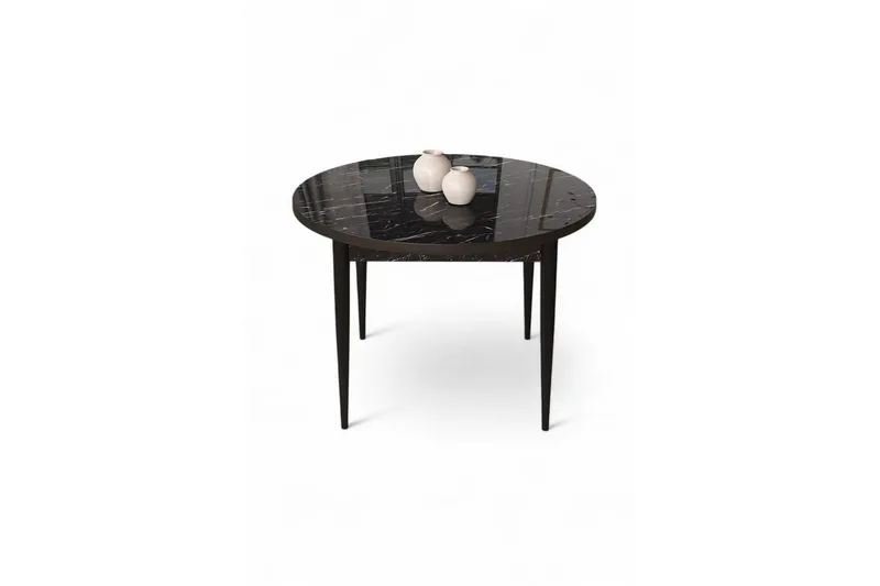 Kummer Spisebord 90 cm Rund, Sort Marmor/Sort