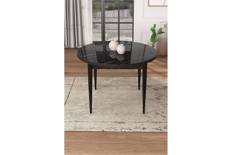 Kummer Spisebord 90 cm Rund - Sort Marmor/Sort - Møbler - Borde - Spisebord og køkkenbord