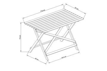 Landet spisebord udendørs - 118x70x74 cm - Grøn - Havemøbler - Havebord - Spisebord & havebord