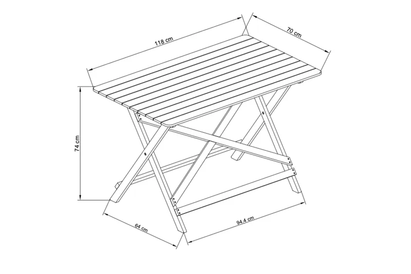 Landet spisebord udendørs - 118x70x74 cm - Grøn - Havemøbler - Havebord - Spisebord & havebord