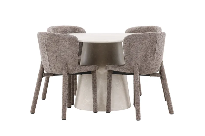 Lanzo rundt spisebord 120 cm med 4 Astoria spisebordsstole