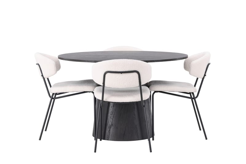 Lanzo Spisegruppe 120 cm Rund med 4 Chico stole, Mocca