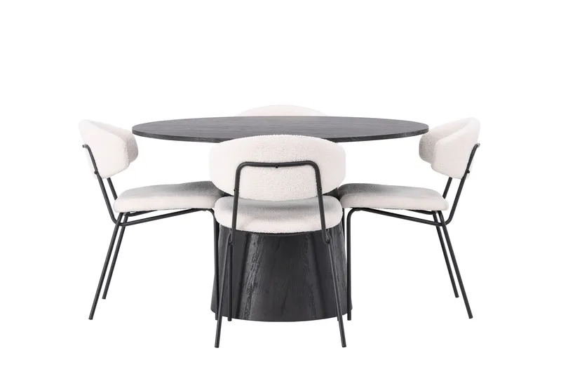 Lanzo Spisegruppe 120 cm Rund med 4 Chico stole, Mocca