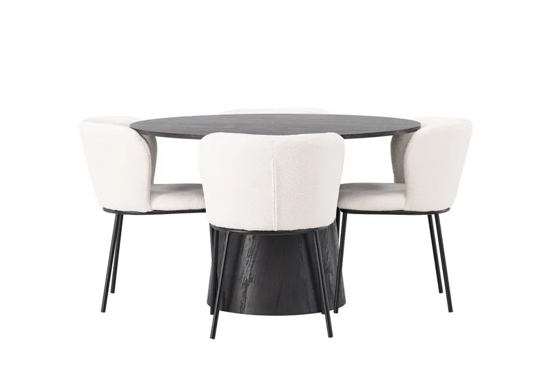 Lanzo Spisegruppe 120 cm Rund med 4 Edina stole, Mocca