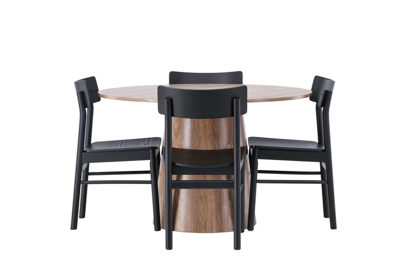 Lanzo Spisegruppe 120 cm Rund med 4 Montros stole, Natur