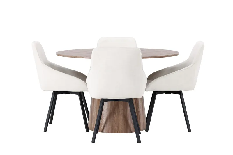 Lanzo Spisegruppe 120 cm Rund med 4 Rosie stole, Natur