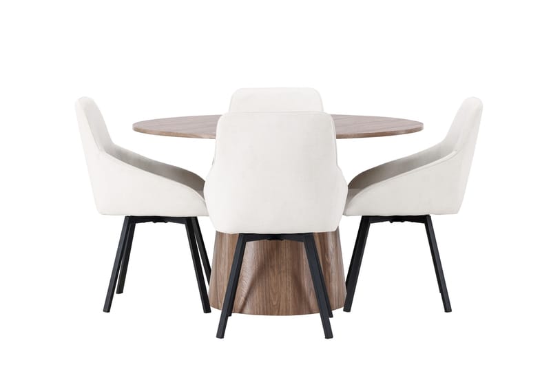 Lanzo Spisegruppe 120 cm Rund med 4 Rosie stole, Natur