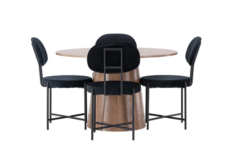 Lanzo Spisegruppe 120 cm Rund med 4 Stella stole - Natur - Møbler - Borde - Spisebordssæt