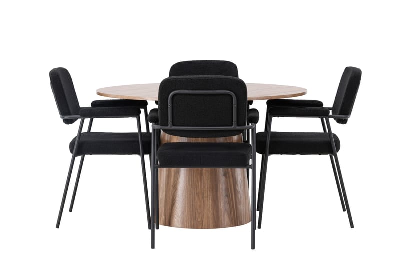 Lanzo Spisegruppe 120 cm Rund med 4 Yesterday stole, Natur