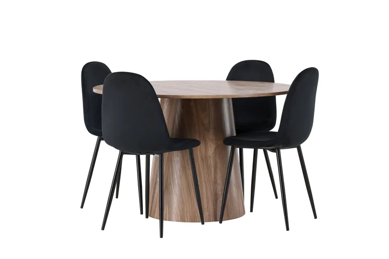 Lanzo Spisegruppe 120 cm Rund med 4 Polar stole - Natur - Møbler - Borde - Spisebordssæt