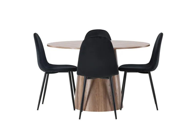 Lanzo Spisegruppe 120 cm Rund med 4 Polar stole, Natur