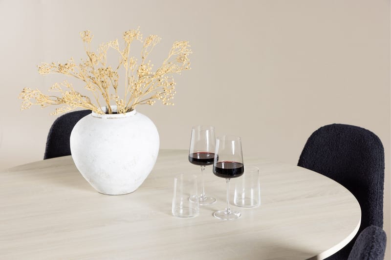 Lanzo Spisegruppe 120 cm Rundt med 4 Polar stole - Whitewash/Svart - Møbler - Borde - Spisebordssæt