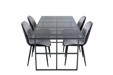 Leif Rektangulær Spisegruppe 200 cm med 4 Emma Spisestole - lysegrå - Møbler - Borde - Spisebordssæt