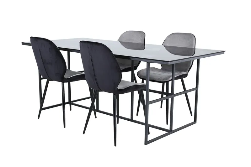 Leif Rektangulær Spisegruppe 200 cm med 4 Emma Spisestole - lysegrå - Møbler - Borde - Spisebordssæt