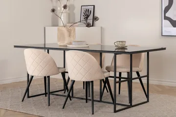 Leif spisebord med 4 stk. Velvet spisebordsstole - Møbler - Borde - Spisebordssæt