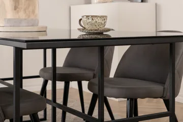 Leif spisebord med 4 stk. Velvet spisebordsstole - Møbler - Borde - Spisebordssæt