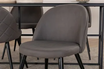 Leif spisebord med 4 stk. Velvet spisebordsstole - Møbler - Borde - Spisebordssæt