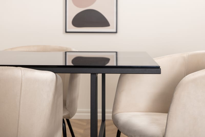 Leif Spisebordssæt 200 cm Rektangulær med 6 Berit Stole - Beige - Møbler - Borde - Spisebordssæt