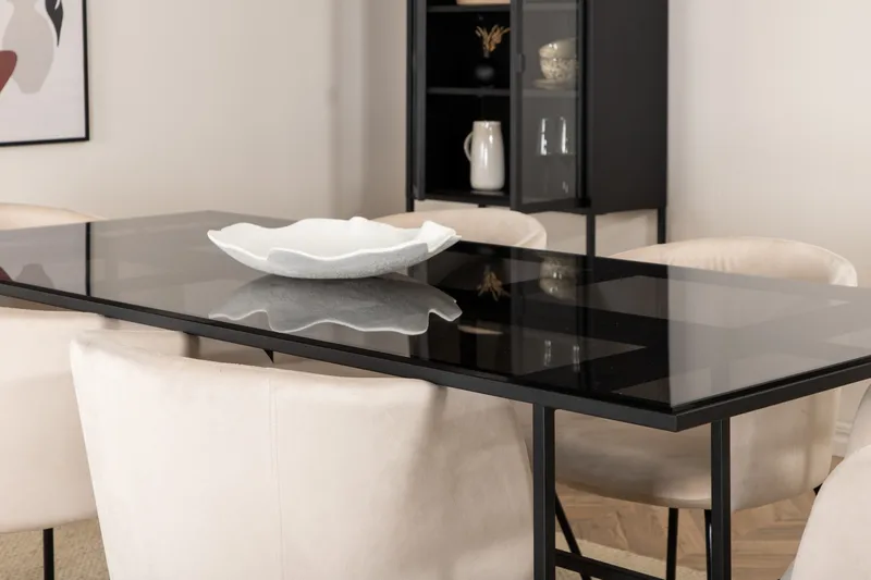 Leif Spisebordssæt 200 cm Rektangulær med 6 Berit Stole - Beige - Møbler - Borde - Spisebordssæt